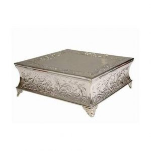 18” Square Embossed Metal Cake Stand