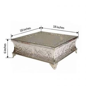 18” Square Embossed Metal Cake Stand