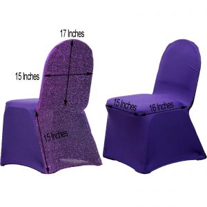 Spandex Stretch Banquet Chair Cover With Metallic Glittering Back