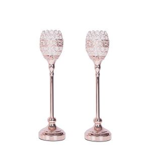 2 Pack | 18″ Tall Crystal Acrylic Goblet Votive Candle Holder Set