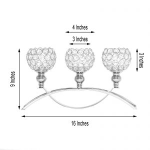 16″ | 3 Arm Crystal Candle Holder