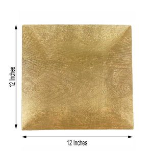 12″ Square Wooden Textured Acrylic Charger
