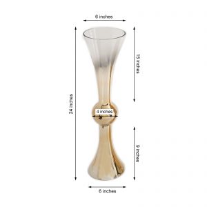 24″ Chrome Gold Ombre Glass Reversible Vase