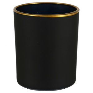 3.25×2.75 in. Frosted Candle holder with Gold Rim
