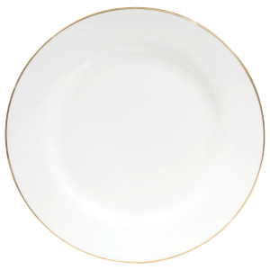 10.5 in. White Stoneware Dinner Plate with Gold Rim