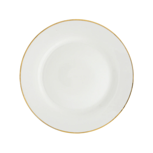 8 in. White Stoneware Side Plate with Gold Rim