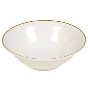 7 in. White Stoneware Bowl with Gold Rim