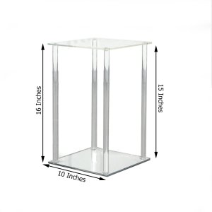16″ Clear Acrylic Flower Stand With Mirror Base