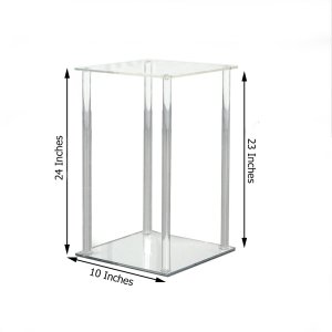 24″ Clear Acrylic Flower Stand With Mirror Base